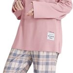 Pigiama da Donna Completo Invernale Pigiama Caldo a Maniche Lunghe Pigiama Girocollo Confortevole Tuta Casa Pigiama Donna Seta : Amazon.it: Moda