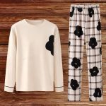 Pigiama da donna, taglie forti, in cotone, a maniche lunghe, con tasca sul petto, vita elasticizzata, con stampa floreale, set pigiama morbido e traspirante, confezione da 2 pezzi, cachi, 3XL : Amazon.it: