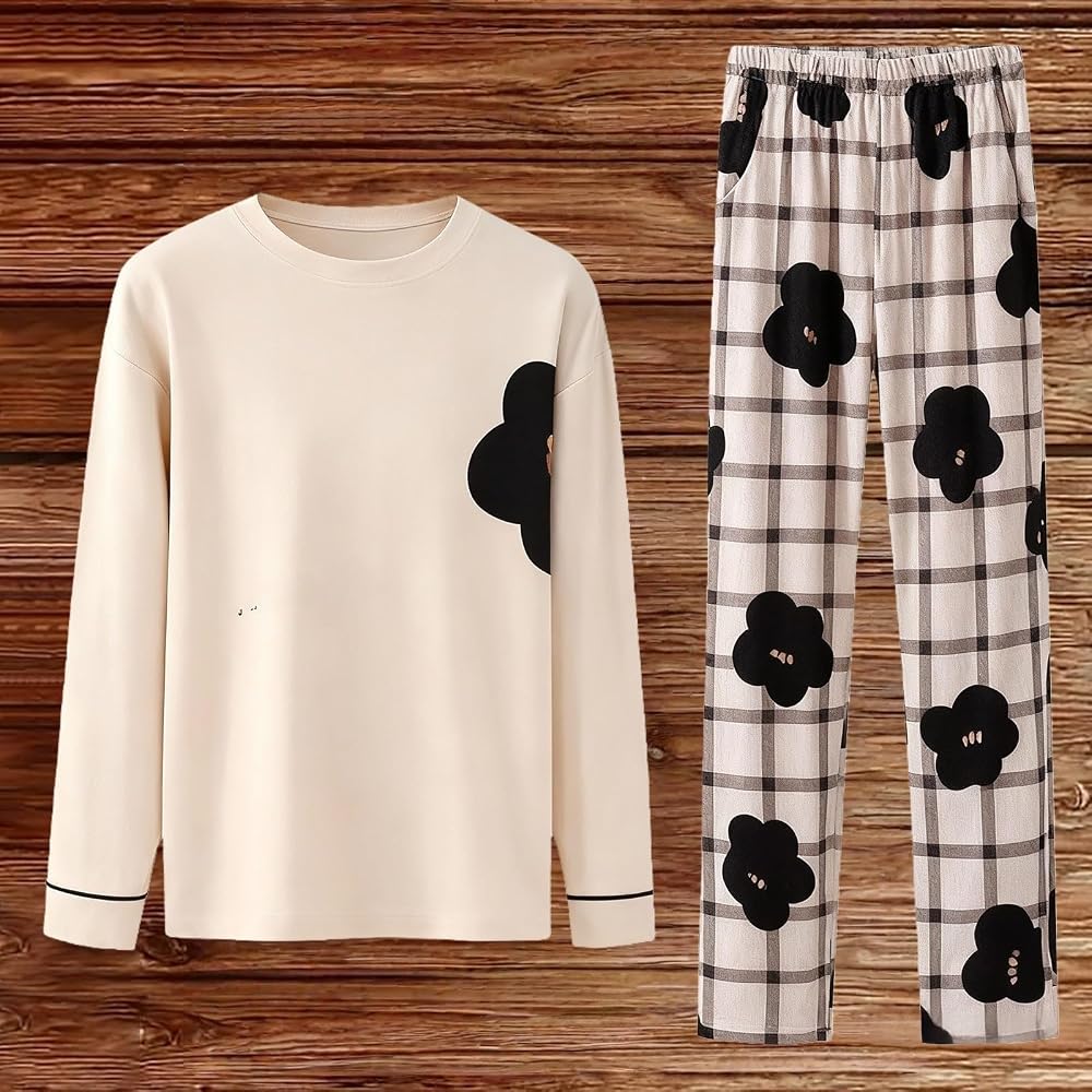 amazon-pigiama-donna-473cji-1.jpg Pigiama da donna, taglie forti, in cotone, a maniche lunghe, con tasca sul petto, vita elasticizzata, con stampa floreale, set pigiama morbido e traspirante, confezione da 2 pezzi, cachi, 3XL : Amazon.it: - immagine 1
