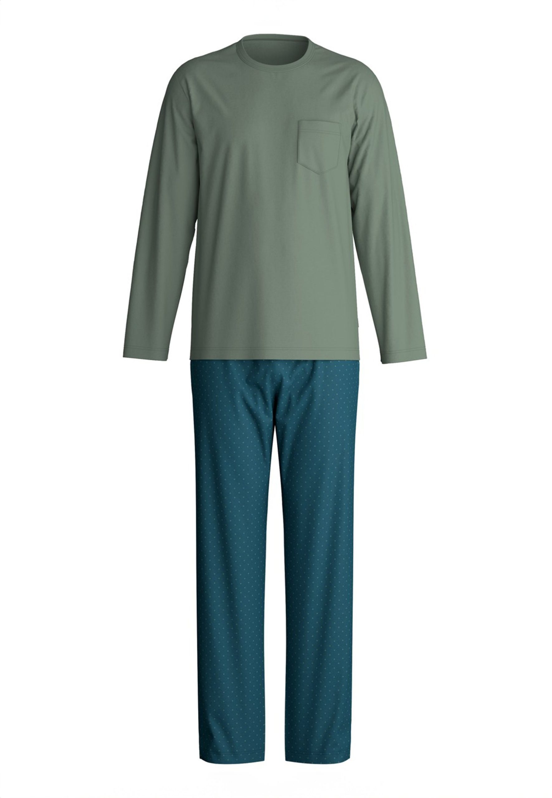 calida-pigiami-uomo-248vbx-1.jpg CALIDA Pigiama Uomo Lungo Cotone Jersey Estivo ART. 47387 46/48 / Verde - immagine 1