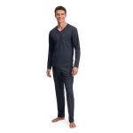 Pigiama uomo a manica lunga con scollo a V in puro cotone interlock Streamline | Calida