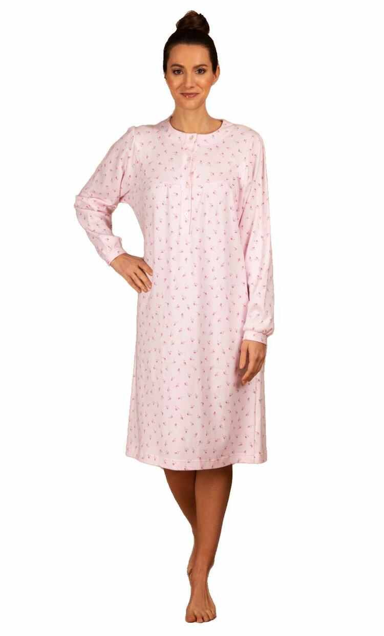 camicia-da-notte-cotone-051xfs-1.jpg Camicia da notte donna in jersey di cotone caldo Silvia 11986 Silvia - immagine 1