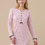Noi Di Notte Camicia Da Notte LA3399AS Donna In Caldo Cotone Lilla Polvere