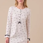 Camicia da notte donna caldo cotone articolo fiocco