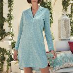 Camicia da notte manica lunga in cotone/modal Q bo'