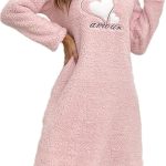 Silver Basic Camicia da Notte a Maniche Lunghe in Flanella Invernale Sleepwear da Donna e Ragazza Pigiama a Collo Tondo in Pile da Donna Gonna XL,Rosa 1 : Amazon.it: Moda