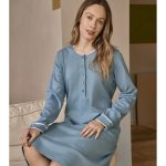 Alpina Donna Camicia da Notte Invernale in Caldo Cotone Fanny AFL315 2511S52 46 / Azzurro