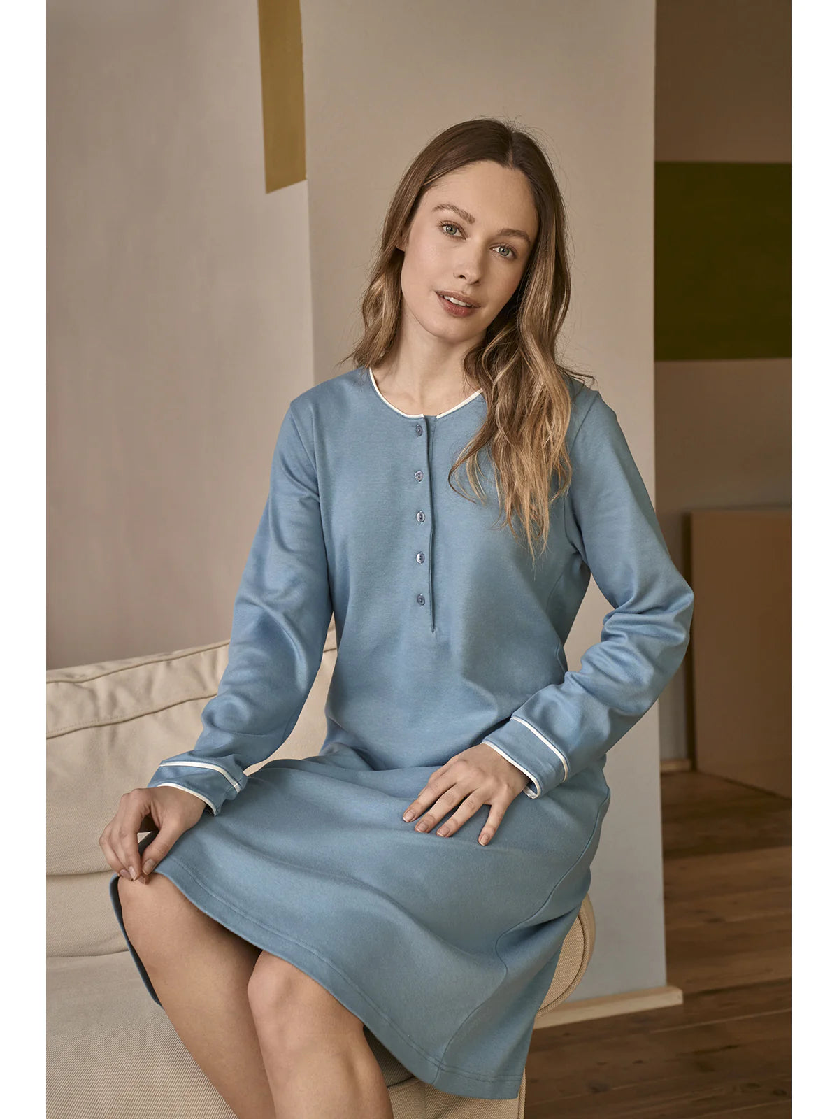 camicia-da-notte-invernale-597dni-1.jpg Alpina Donna Camicia da Notte Invernale in Caldo Cotone Fanny AFL315 2511S52 46 / Azzurro - immagine 1