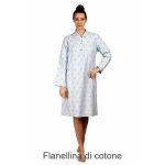 Camicia da notte flanella per signora con colletto invernale 100% cotone Silvia 1158