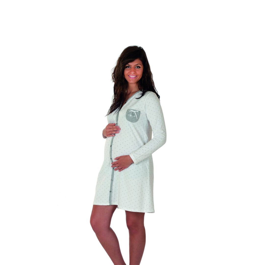 camicia-da-notte-per-parto-568vls-1.jpg Premamy Camicia Da Notte Clinica pre/post Parto manica lunga Grigio M1452/11 Pollicino carrè - immagine 1