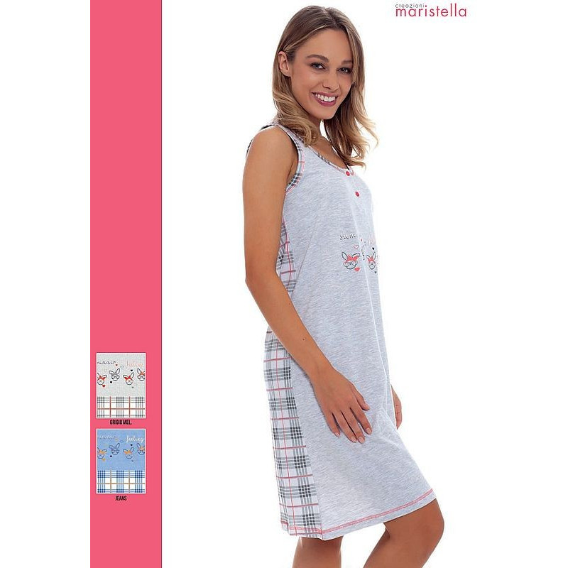 camicie-da-notte-estive-306gwz-1.jpg Camicia da notte estiva 100% cotone spalla larga Maristella 3311 - immagine 1