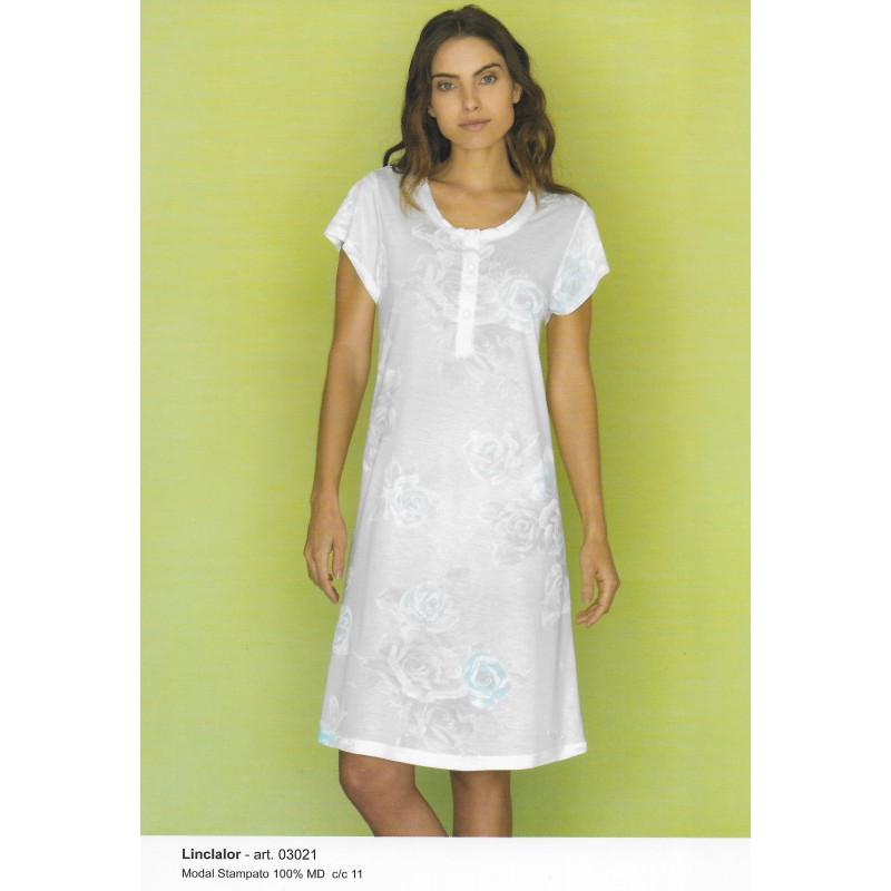 camicie-da-notte-estive-379xxh-1.jpg Camicia da notte mezza manica con stampa LINCLALOR art. 03021 - immagine 1