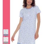 Camicia da notte estiva cotone manica corta fiorellini Maristella 4552