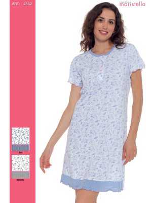 camicie-da-notte-estive-545hep-1.jpg Camicia da notte estiva cotone manica corta fiorellini Maristella 4552 - immagine 1