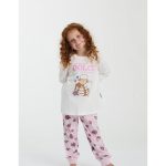 Pigiama bambina girocollo, in fresco jersey di puro cotone