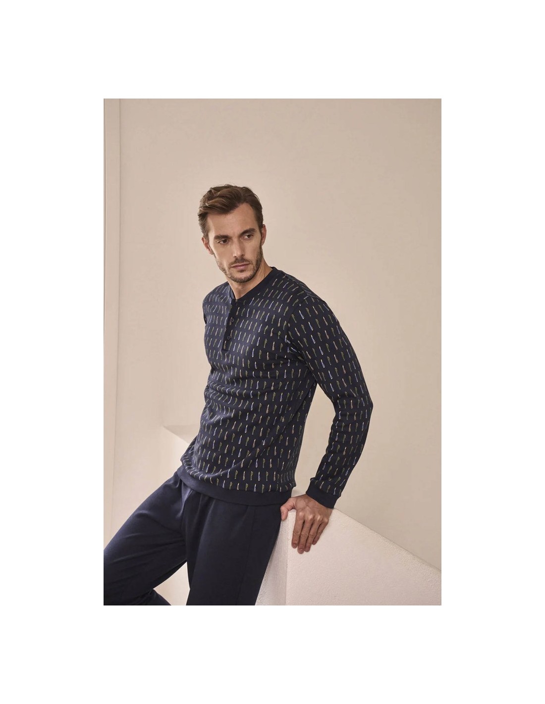 julipet-pigiami-523yne-1.jpg JULIPET PIGIAMA UOMO SERAFINO MANICA LUNGA E PANTALONE COTONE INTERLOC - immagine 1
