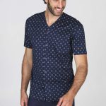 Pigiama Corto Uomo Blu Bottoni Julipet