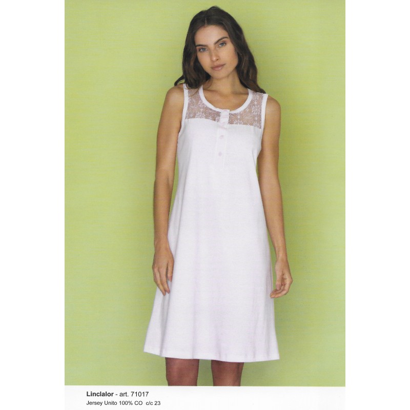 linclalor-camicie-da-notte-418tdm-1.jpg Camicia da notte senza maniche con macrame' LINCLALOR art. 71017 - immagine 1