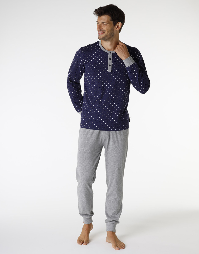 lovable-pigiami-uomo-115isi-1.jpg Pigiama uomo manica lunga in cotone Lovable - immagine 1