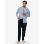Pigiama aperto uomo LOVABLE in tela, manica lunga e pantalone lungo.