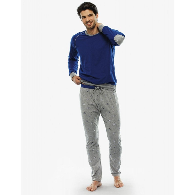 lovable-pigiami-uomo-818sey-1.jpg Pigiama uomo con manica e gamba lunga e stampa sul pantalone! - immagine 1