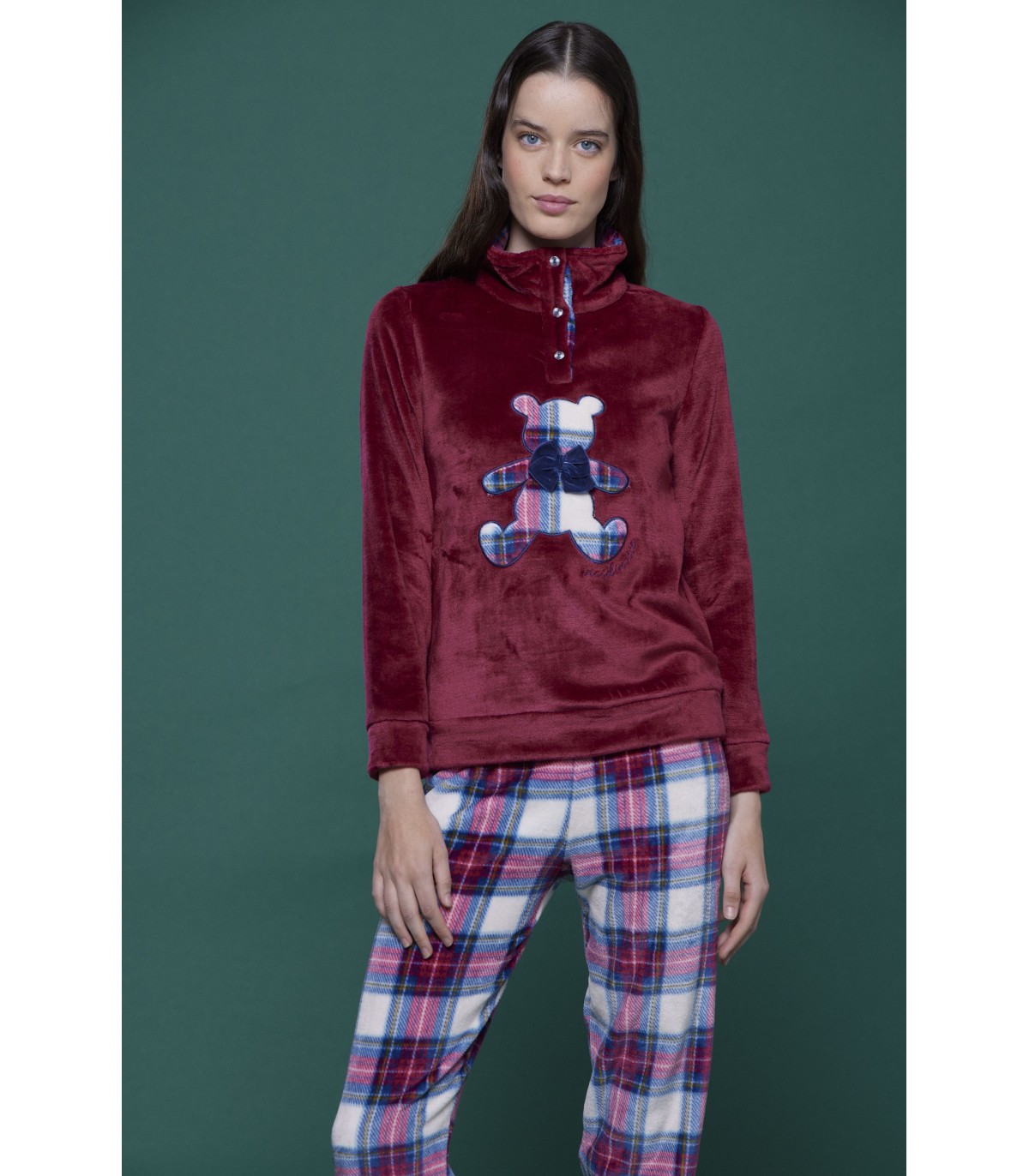 noidinotte-pigiami-371bbl-1.jpg NOIDINOTTE PIGIAMA DONNA MANICA LUNGA PANTALONE LUNGO CORAL FLEECE ART.FA8007 - immagine 1