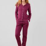 NOI DI NOTTE Pigiama Donna Lungo Aperto Cotone Felpato Taglio Uomo ART. FA009286 XS / Rosso