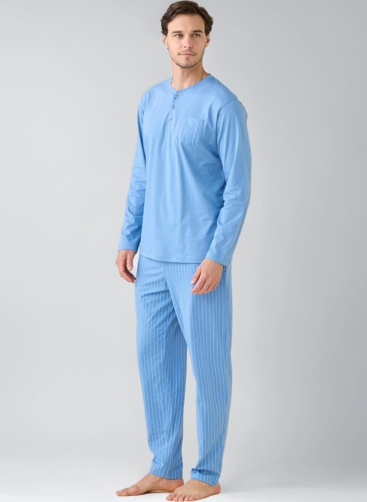 noidinotte-pigiami-836gzl-1.jpg Noidinotte Pigiama Uomo Estivo in Cotone Articolo Stripes. L Azzurro : Amazon.it: Moda - immagine 1