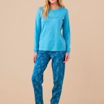 Noidinotte Pigiama Donna Invernale in Caldo Cotone Articolo Cachemire. XS Azzurro : Amazon.it: Moda