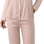 Generico Pigiama Aperto Davanti Donna,Pigiami Donna Eleganti Cotone Manica Lunga con Bottoni Scollo A V Pigiama Stampa Comfort Casual Sleepwear Due Pezzi da Casa : Amazon.it: Moda