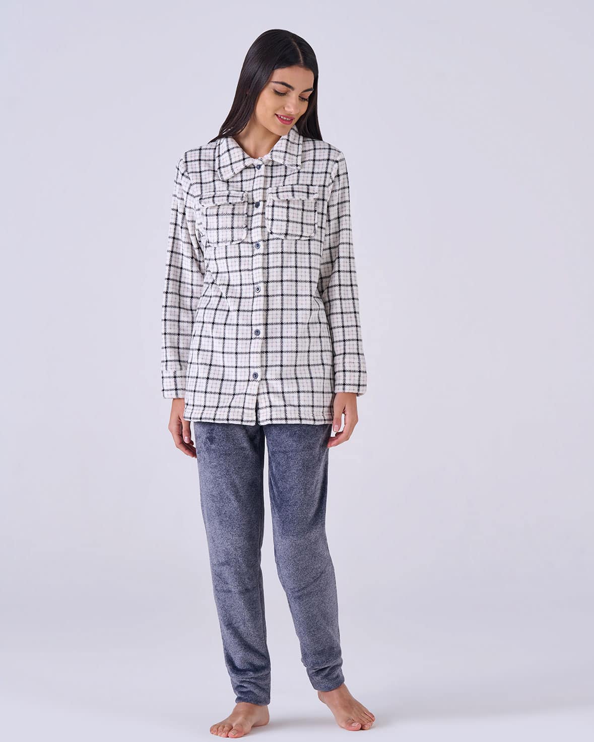 pigiama-aperto-davanti-837hiv-1.jpg Pigiama donna aperto flannel fleece – pigiamiamoci - immagine 1