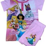 Pigiama Bambina Le PRINCIPESSE "DISNEY" Maglia e Pantalone Corto Estivo Cotone con scatola