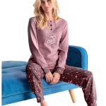 Pigiama donna in jersey di cotone caldo Infiore Magic MGC652824 Infiore