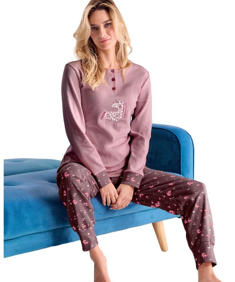 pigiama-caldo-cotone-085zxz-1.jpg Pigiama donna in jersey di cotone caldo Infiore Magic MGC652824 Infiore - immagine 1
