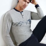 Il Granchio Pigiama uomo lungo in caldo cotone ART.GP564 GRIGIO