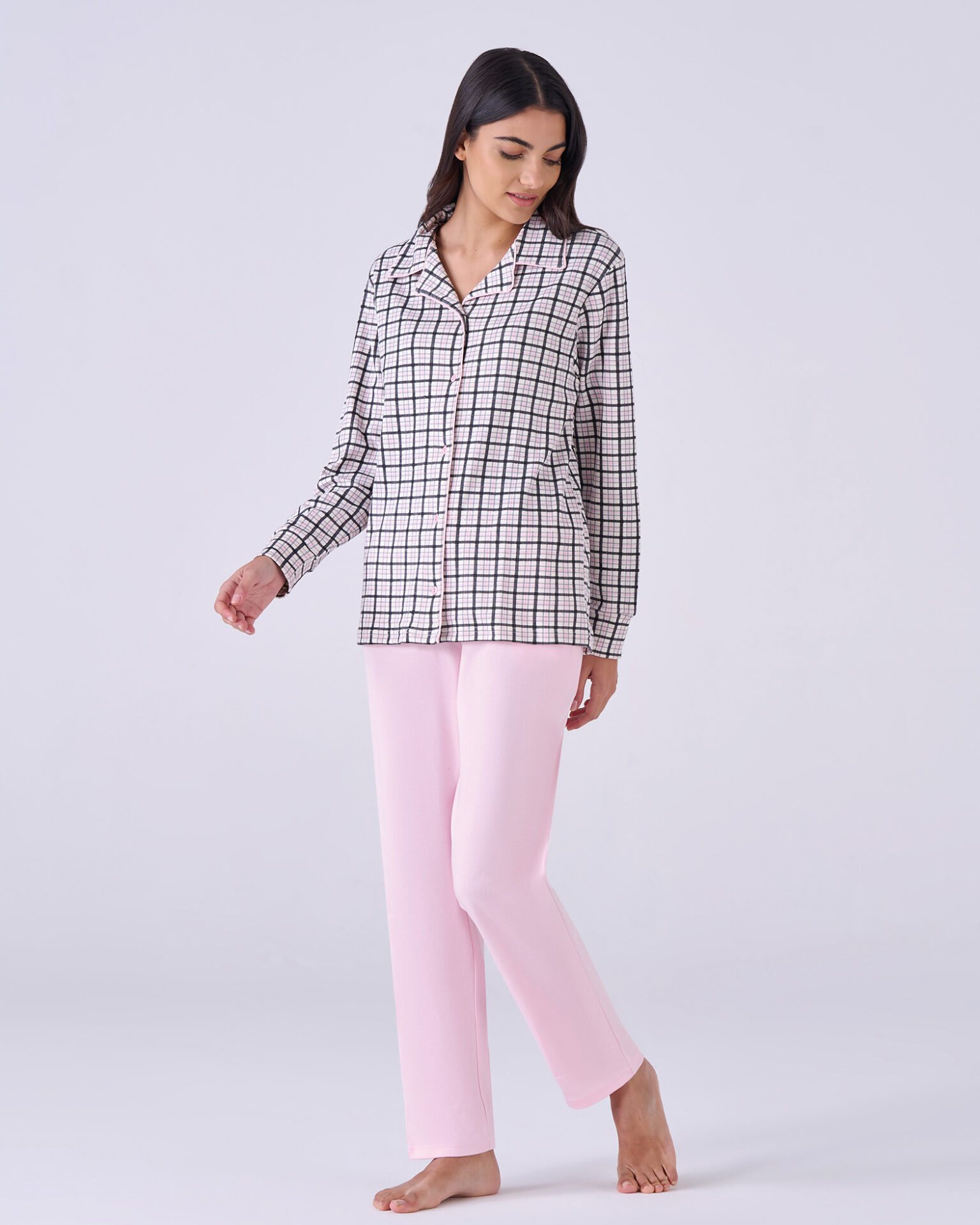 pigiama-caldo-cotone-657alc-1.jpg Pigiama donna aperto caldo cotone quadri – pigiamiamoci - immagine 1