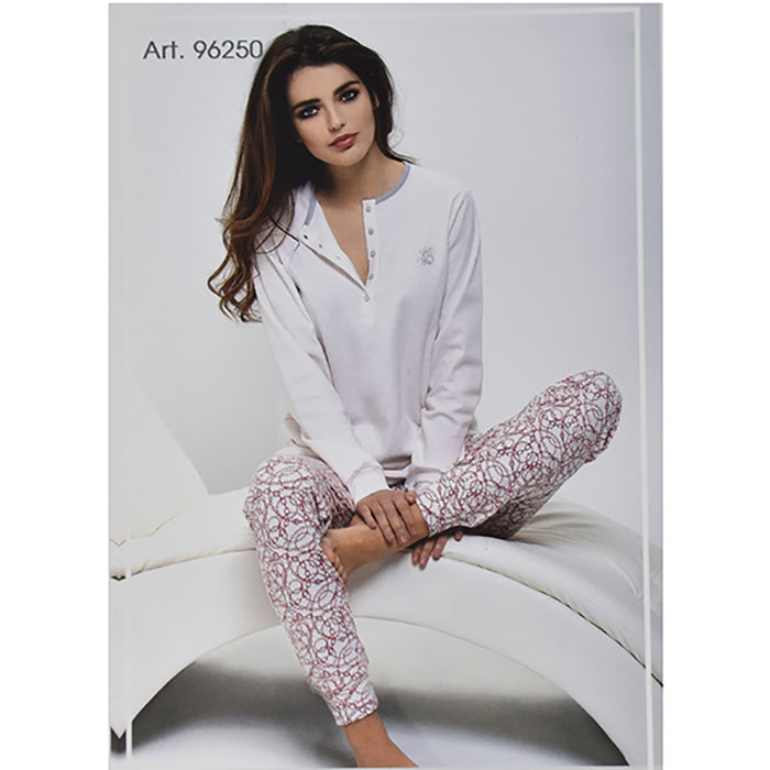 pigiama-caldo-cotone-713uhd-1.jpg Pigiama Caldo Cotone Donna Laura Biagiotti Grigio/Lilla / S - immagine 1