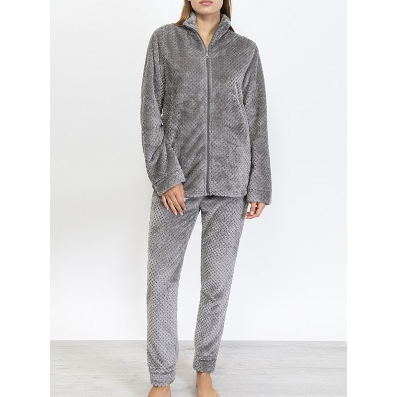 pigiama-ciniglia-donna-462nfd-1.jpg Tuta o pigiama per donna in ciniglia di coral fleece caldissimo con cerniera SièLei GE14 - immagine 1