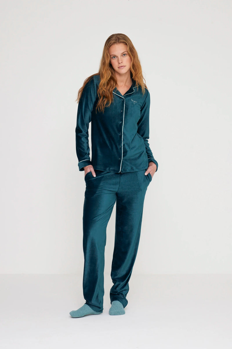 pigiama-ciniglia-donna-658quo-1.jpg Pigiama donna bonjour in ciniglia a coste a taglio uomo NOIDINOTTE - immagine 1