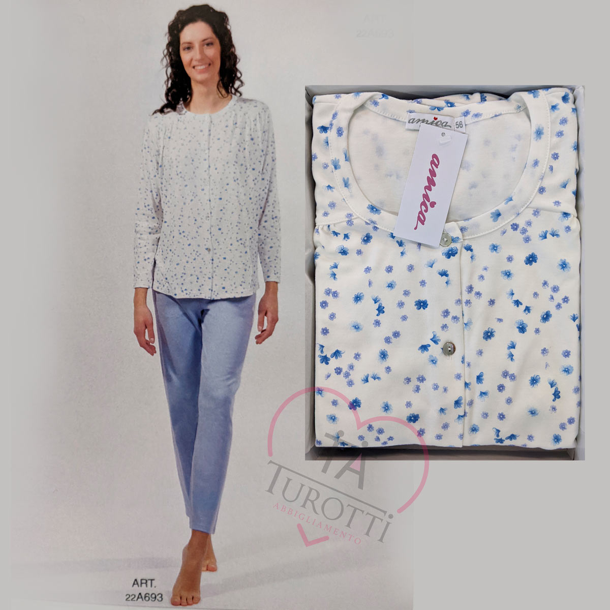 pigiama-con-bottoni-donna-565mih-1.jpg Pigiama da donna con giacca con bottoni Amica art 22A693 - immagine 1