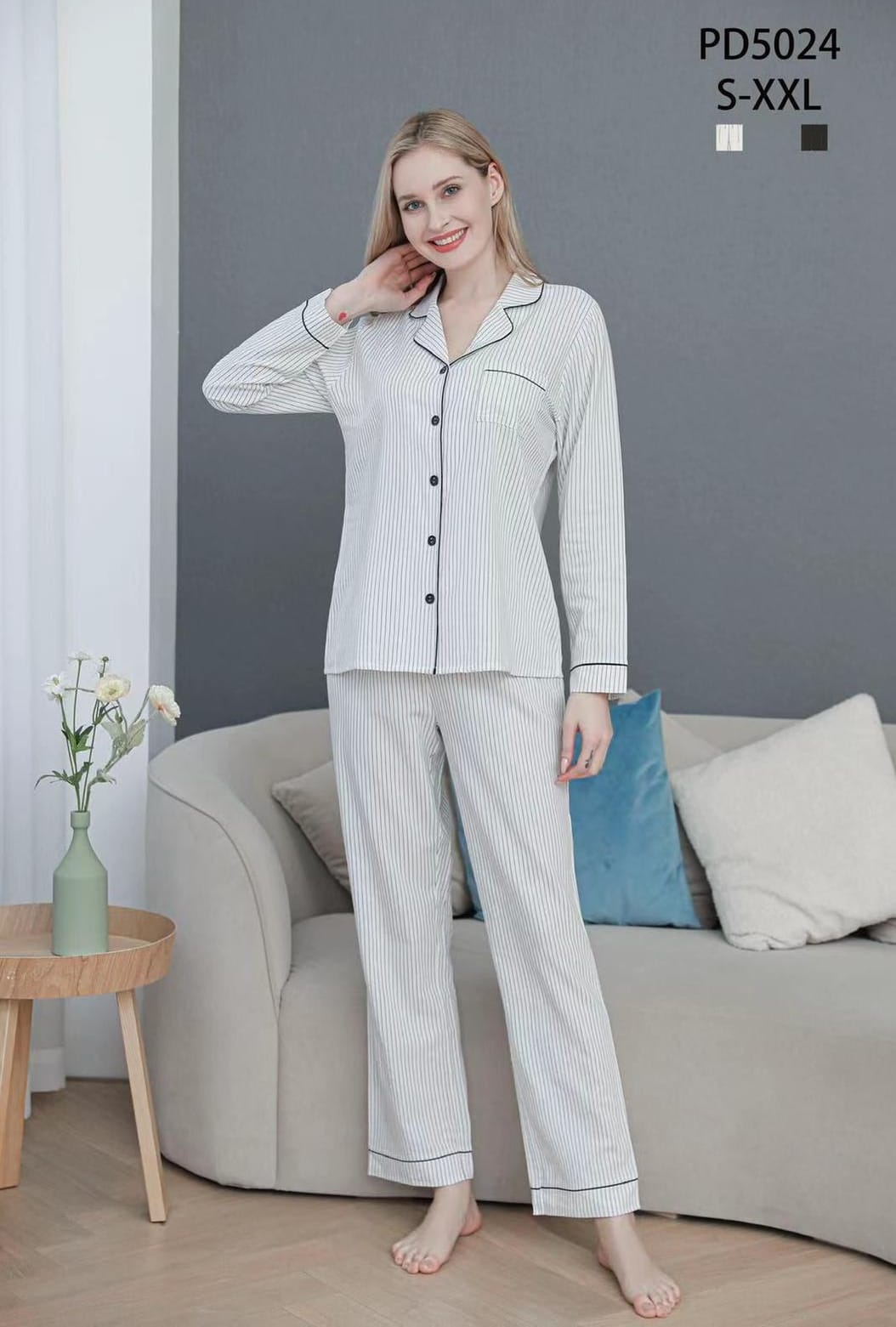 pigiama-con-bottoni-donna-659wic-1.jpg Pigiama donna in cotone aperto avanti fantasia Work Woman - immagine 1