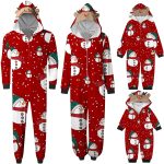 biJerou Pigiama natalizio con stampa a pupazzo di neve, morbido cappuccio con chiusura lampo, motivo renne, pigiama natalizio, Mamma rossa, XL : Amazon.it: Moda