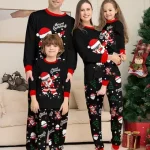 Pigiama natalizio coordinato per la famiglia Dabbing Santa nero e rosso 2026 Milanoo.com