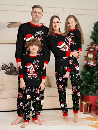 pigiama-di-natale-349qaw.webp Pigiama natalizio coordinato per la famiglia Dabbing Santa nero e rosso 2026 Milanoo.com - immagine 1