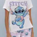 Disney Pigiama di Stitch | Stitch Pigiama Corto Donna | Pigiamone da Donna | Bianco Large : Amazon.it: Moda