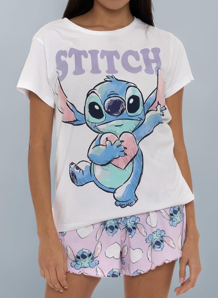 pigiama-di-stitch-527uxq-1.jpg Disney Pigiama di Stitch | Stitch Pigiama Corto Donna | Pigiamone da Donna | Bianco Large : Amazon.it: Moda - immagine 1