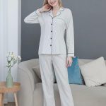 Pigiama donna in cotone aperto avanti fantasia Work Woman