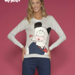 Pigiama donna marca Sabor serie "Hallo Spank" a maniche lunghe in puro cotone Intimo Altieri Shop