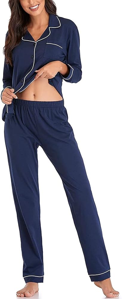 pigiama-donna-cotone-leggero-230imm-1.jpg Kobilee Pigiama Donna Lungo Elegante Cotone Sexy Invernale Morbido Curvy Due Pezzi Camicie da Notte Leggero Set : Amazon.it: Moda - immagine 1