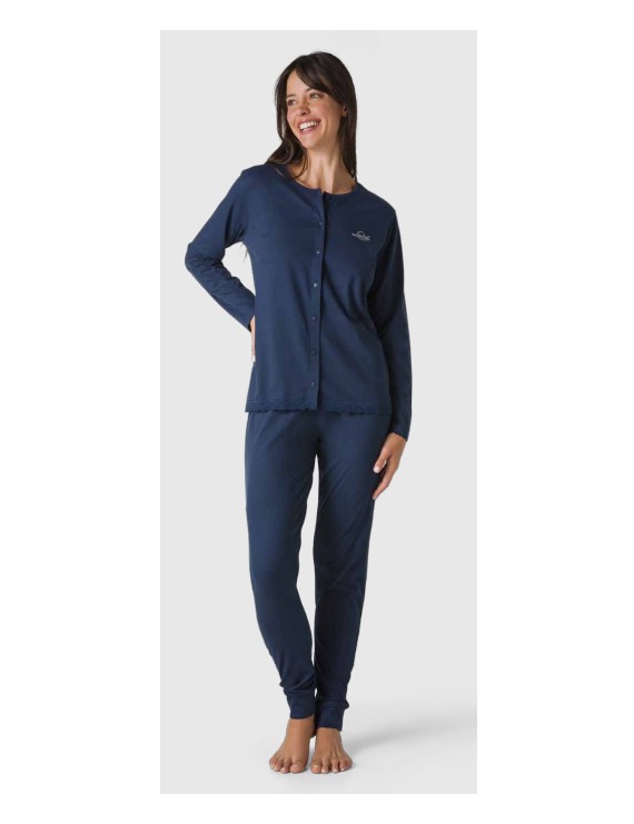 pigiama-donna-cotone-leggero-357nom-1.jpg LIABEL Pigiama donna cotone giacca e pantalone art BON TON - immagine 1